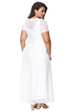 White Plus Size Lace Party Gown