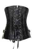 Black Brocade Corset with G-string