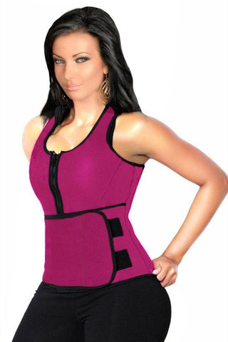 Rosy Latex Corset with Adjustable Shaper Trainer Belt