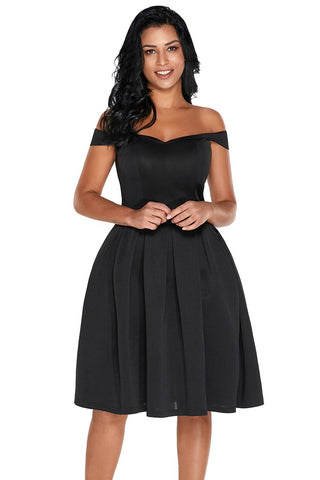 Black Foldover Off Shoulder Sweet Homecoming Dress