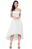 White High-shine High-low Party Evening Dress