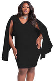 Black Cape Plus Size Poncho Dress