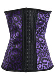 Purple Leopard Print 9 Steel Bones Latex Waist Trainer