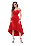 Red High-shine High-low Party Evening Dress