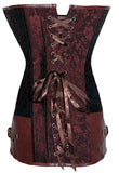 Brown Brocade Steampunk Corset with Clasp Fasteners