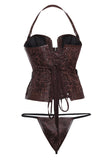 Steampunk Brocade Clasp Halter Overbust Corset