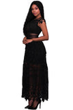 Black Lace Hollow Out Long Party Dress