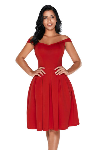 Red Foldover Off Shoulder Sweet Homecoming Dress