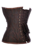 Brown Satin Leather Steampunk Corset with collar