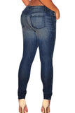 Dark Sandblast Wash Denim Destroyed Skinny Jeans