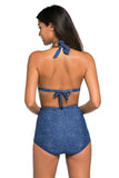 Navy Faux Denim High Rise Bottom Swimwear