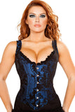 Blue Steampunk Ruffled Brocade Corset Top