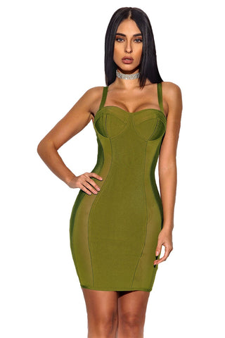 Olive Hourglass Bustier Sheath Bandage Dress