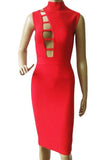 High Neck Sleeveless Hollow out Bandage Dress