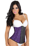 Purple Leopard Print 9 Steel Bones Latex Waist Trainer