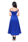 Blue High-shine High-low Party Evening Dress