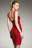 Red U Neck Bandage Dress