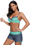 Mint Grey Bicolor Patchwork Underwired Bikini Swimsuit