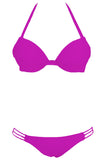 Purple Push up Strappy Halter Bikini Swimwear