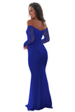 Blue Crochet Off Shoulder Maxi Evening Party Dress