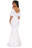 White Off The Shoulder Mermaid Maxi Dress