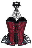 Red Gothic Steel Boned Overbust Corset with Neck Gear