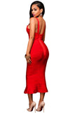 Red Fishtail Luxe Bandage Dress