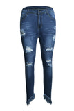 Indigo Blue Whiskered Destroy Stylish Skinny Jeans