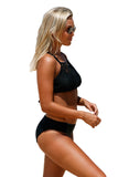 Black Crop Lace Overlay Bikini Set