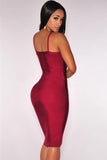 Wine Zipper Hourglass Bandage Dress