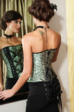 Classic Jacquard Corset with Rivets and Chain