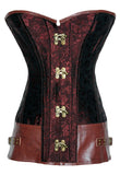 Brown Brocade Steampunk Corset with Clasp Fasteners