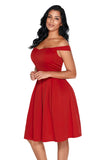 Red Foldover Off Shoulder Sweet Homecoming Dress