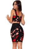 Red and Black Bandage Two-piece Dress