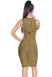Army Green Studded Bandage Dress