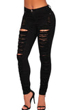 Black Denim Destroyed High-waist Skinny Jeans