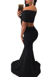 Black Draped V Neck Sexy Mermaid Party Dress