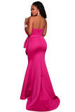 Rosy Oversized Bow Applique Evening Party Gown