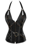 Black 14 Steel Bone Steampunk Leather Corset with Thong