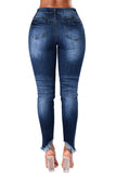 Indigo Blue Whiskered Destroy Stylish Skinny Jeans