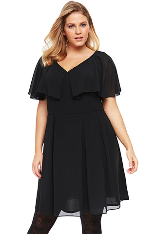 Black Plus Size Floaty Skater Dress