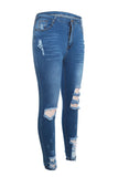 Medium Blue Denim Destroyed Ankle Length Skinny Jeans