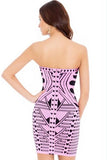 Violet Geometric Pattern Bodycon Bandage Dress