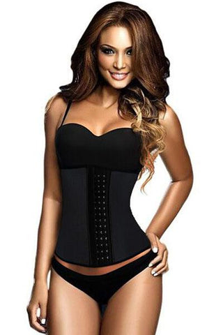 Black Steel Bone Latex Under Bust Corset