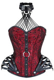 Red Gothic Steel Boned Overbust Corset with Neck Gear