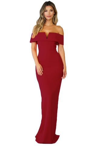 Red Social Event Red Carpet Off-shoulder Party Evening Dress