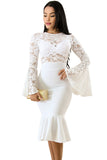 White Lace Bell Mermaid Bodycon Party Dress