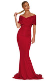 Red Off-shoulder Mermaid Wedding Party Gown