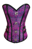 2pcs 14 Steel Bones Buckle Sides Lace up Purple Overbust Corset