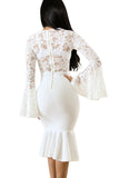 White Lace Bell Mermaid Bodycon Party Dress